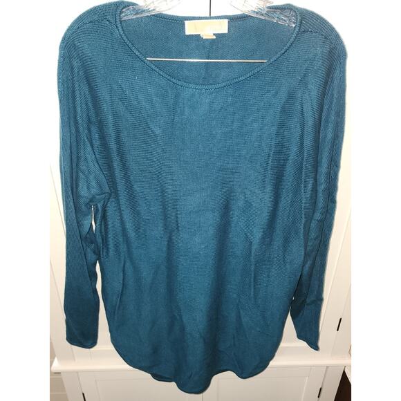 Michael Michael Kors Dark Green Teal Knit Sweater Side Zippers Size Large - Picture 2 of 7